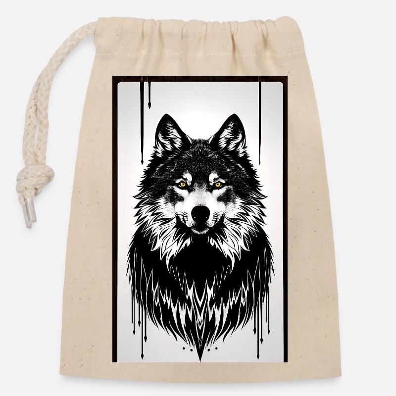 Wolf - Verschließbarer Geschenkbeutel aus Baumwolle (14x20cm) - Natur