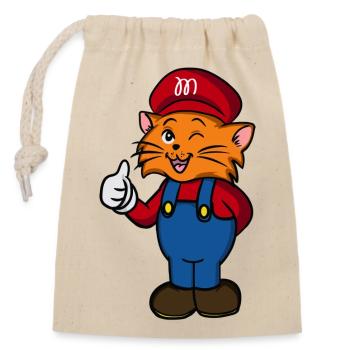Chat mignon - Sac cadeau en coton avec cordon (14 x 20 cm) - nature - Devant