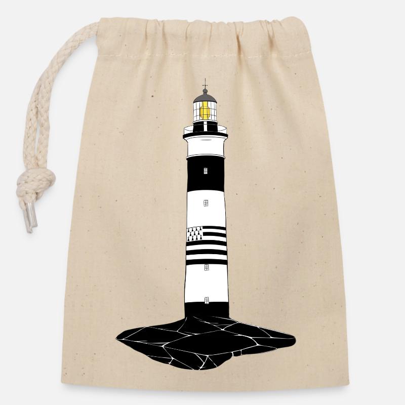 Breton lighthouse - Closable cotton gift bag (14x20cm) - nature