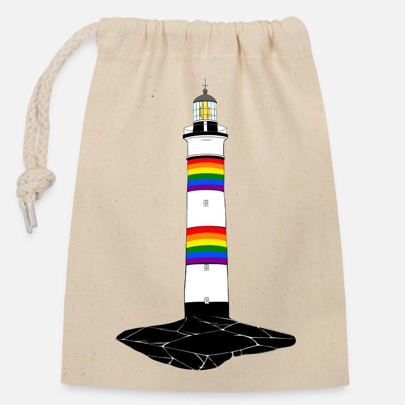 LGBT Lighthouse - Closable cotton gift bag (14x20cm) - nature