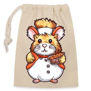 Hamster as a trained high has made food. - Closable cotton gift bag (14x20cm) - nature - Front