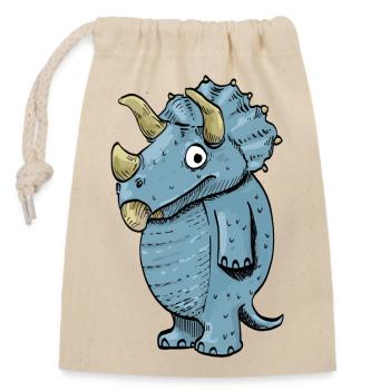 Triceratops - Closable cotton gift bag (14x20cm) - nature - Front