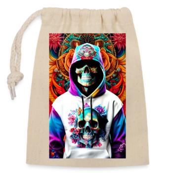ARTWORK Hoodie Skull - Sac cadeau en coton avec cordon (14 x 20 cm) - nature - Devant