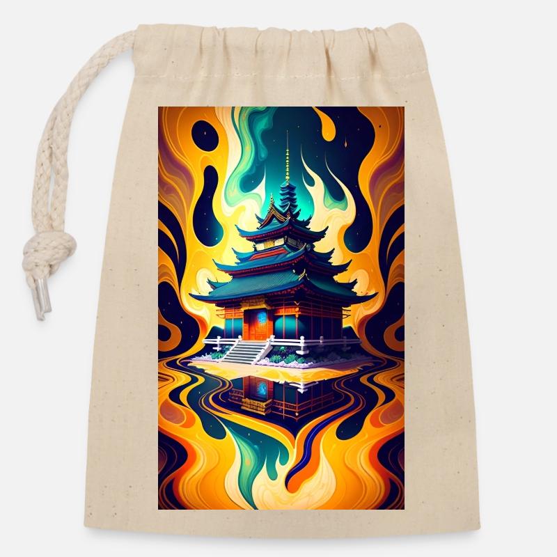 Temple reflection - Closable cotton gift bag (14x20cm) - nature