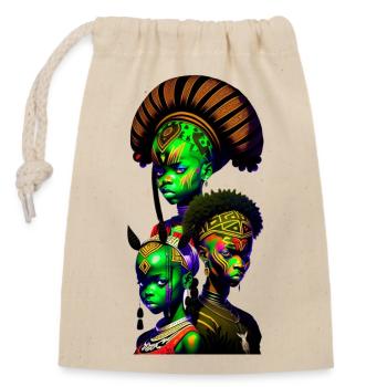 Bemalte afrikanische Gesichter - Verschließbarer Geschenkbeutel aus Baumwolle (14x20cm) - Natur - Vorne