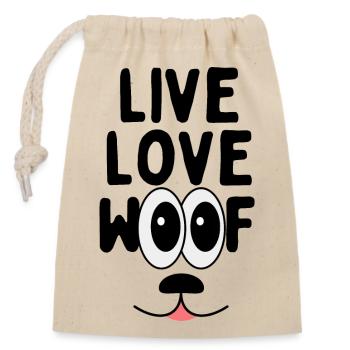Live Love Woof Amoureux des chiens - Sac cadeau en coton avec cordon (14 x 20 cm) - nature - Devant