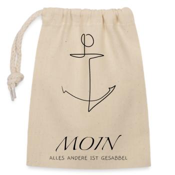 Moin - Alles andere ist Gesabbel T-Shirt - Verschließbarer Geschenkbeutel aus Baumwolle (14x20cm) - Natur - Vorne