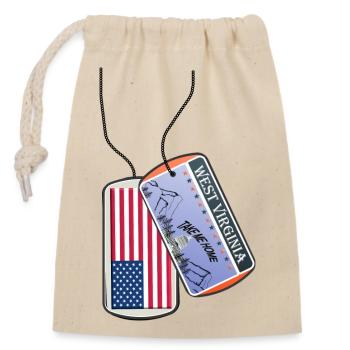 Erkennungsmarke WEST VIRGINIA Flagge USA - Verschließbarer Geschenkbeutel aus Baumwolle (14x20cm) - Natur - Vorne