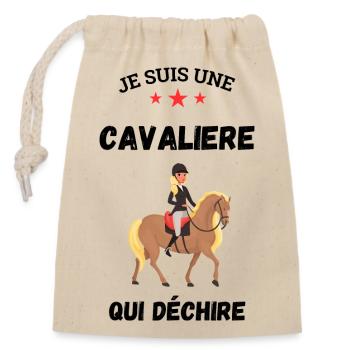 Je suis une cavalière - Sac cadeau en coton avec cordon (14 x 20 cm) - nature - Devant
