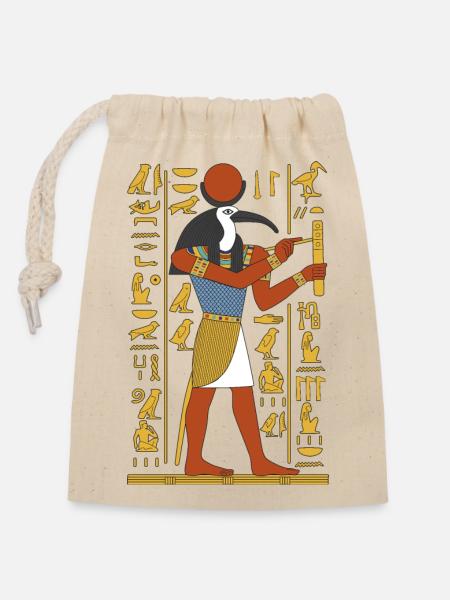 THOTH, Gott der Weisheit - Verschließbarer Geschenkbeutel aus Baumwolle (14x20cm) - Natur