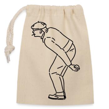 Petanque Player Left-Handed - Closable cotton gift bag (14x20cm) - nature - Front