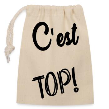 TOP. HUMOR. MOTTO. QUOTATION. MESSAGE. RETIREMENT. - Closable cotton gift bag (14x20cm) - nature - Front