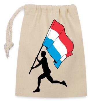 Flagge Luxemburger läuft - Verschließbarer Geschenkbeutel aus Baumwolle (14x20cm) - Natur - Vorne