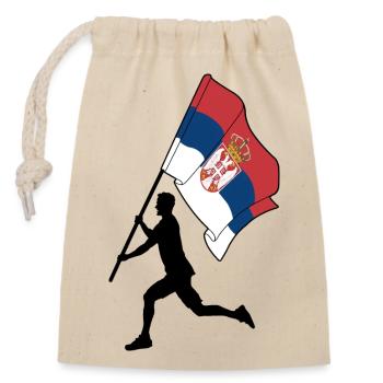 Drapeau Serbie homme courant - Sac cadeau en coton avec cordon (14 x 20 cm) - nature - Devant