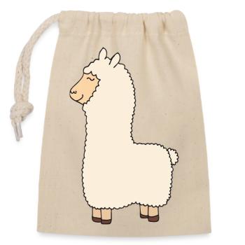 lama - Verschließbarer Geschenkbeutel aus Baumwolle (14x20cm) - Natur - Vorne