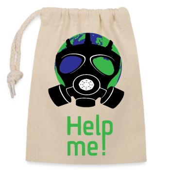 Help me - Closable cotton gift bag (14x20cm) - nature - Front
