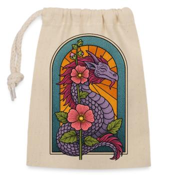 Mythical Dragon with Floral Accents - Closable cotton gift bag (14x20cm) - nature - Front
