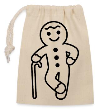 Cool Gingerbread Man Illustration - Closable cotton gift bag (14x20cm) - nature - Front