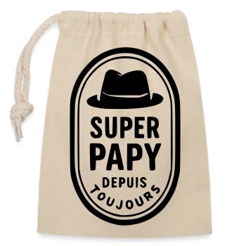 Super Papy depuis toujours - Sac cadeau en coton avec cordon (14 x 20 cm) - nature - Devant