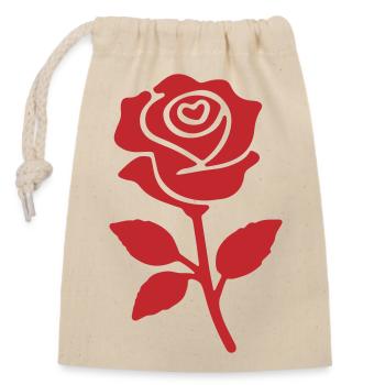 Elegant Red Rose Icon - Closable cotton gift bag (14x20cm) - nature - Front