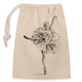 Ballett - Verschließbarer Geschenkbeutel aus Baumwolle (14x20cm) - Natur - Vorne