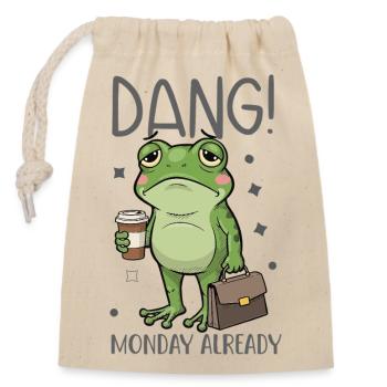Frog tired on Monday - Closable cotton gift bag (14x20cm) - nature - Front
