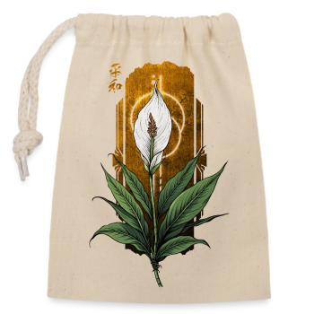Goldene Friedenslilie mit Heiligenschein - Verschließbarer Geschenkbeutel aus Baumwolle (14x20cm) - Natur - Vorne