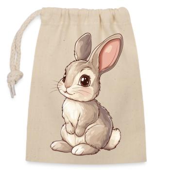 Hase - Verschließbarer Geschenkbeutel aus Baumwolle (14x20cm) - Natur - Vorne