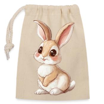 Hare - Closable cotton gift bag (14x20cm) - nature - Front