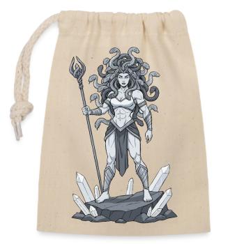 Medusa-Kriegerin mit Schlangenkopf - Verschließbarer Geschenkbeutel aus Baumwolle (14x20cm) - Natur - Vorne