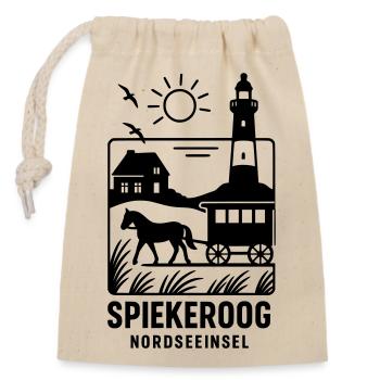 Spiekeroog Island Recreation Holiday Silhouette - Closable cotton gift bag (14x20cm) - nature - Front