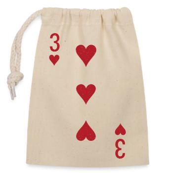 Drei Herz Doppelkopf Karte Rome Pokern - Verschließbarer Geschenkbeutel aus Baumwolle (14x20cm) - Natur - Vorne