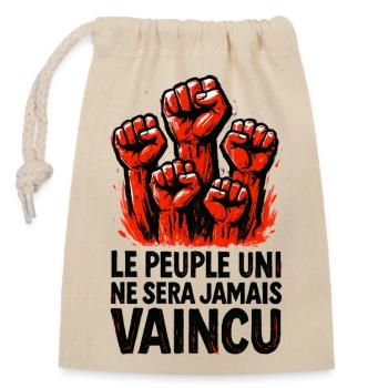 The united people will never be defeated - Closable cotton gift bag (14x20cm) - nature - Front