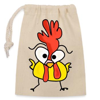 glücklicher männlicher Hahn  - Verschließbarer Geschenkbeutel aus Baumwolle (14x20cm) - Natur - Vorne
