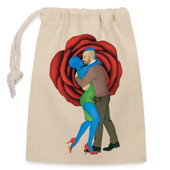 DANCE LOVERS #1 – nette Leute - Verschließbarer Geschenkbeutel aus Baumwolle (14x20cm) - Natur - Vorne