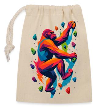 Bouldern Kletterkraft Gorilla Silberrücken stark - Verschließbarer Geschenkbeutel aus Baumwolle (14x20cm) - Natur - Vorne