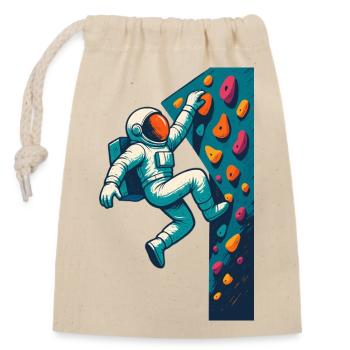 Bouldern Astronaut schweben leicht klettern Gesche - Verschließbarer Geschenkbeutel aus Baumwolle (14x20cm) - Natur - Vorne