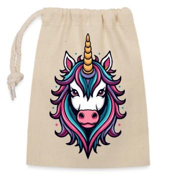 Wild Unicorn Neon Splendor - Closable cotton gift bag (14x20cm) - nature - Front