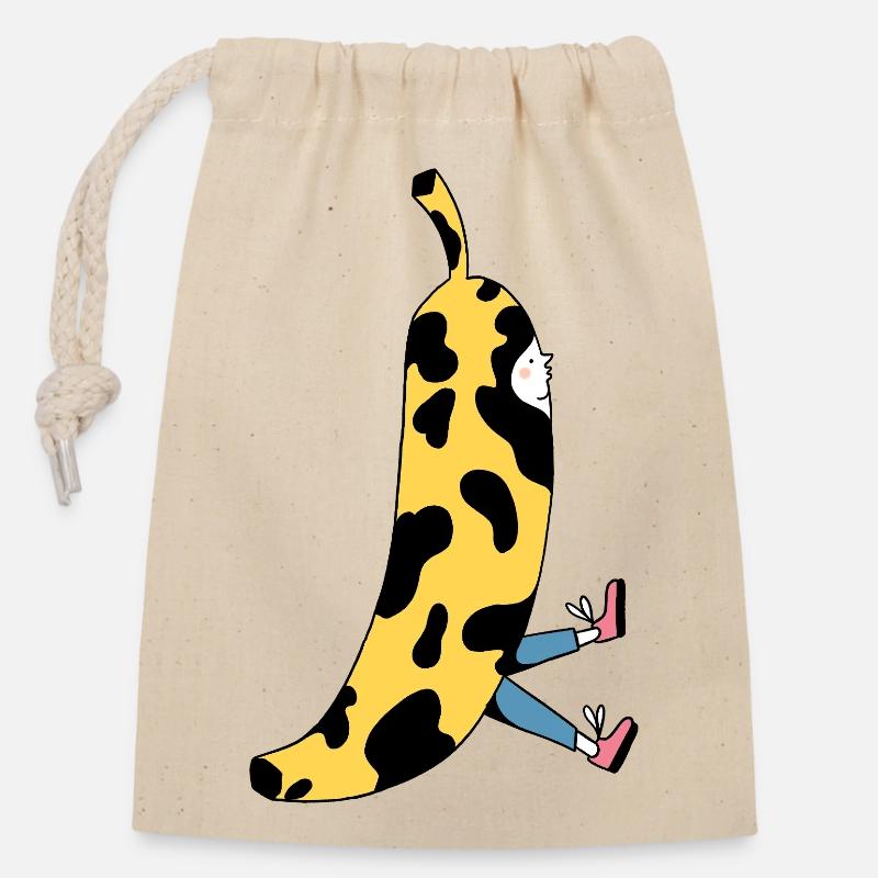  Süße Banane  - Verschließbarer Geschenkbeutel aus Baumwolle (14x20cm) - Natur
