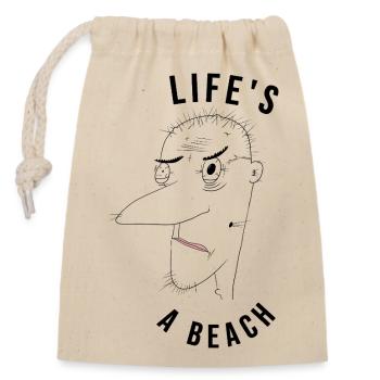La vie est un homme de plage - ironique - Sac cadeau en coton avec cordon (14 x 20 cm) - nature - Devant