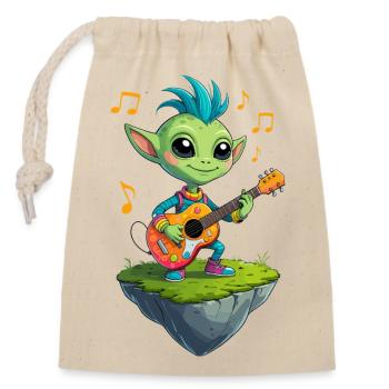 Green Goblin with Guitar - Closable cotton gift bag (14x20cm) - nature - Front