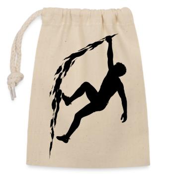 Klettern Silhouette Freiklettern Extrem Sport Berg - Verschließbarer Geschenkbeutel aus Baumwolle (14x20cm) - Natur - Vorne