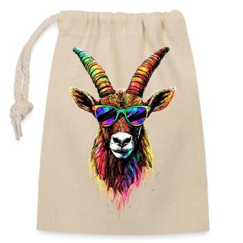 Steinbock Ziege Alpensteinbock Capricorn Ziegen - Verschließbarer Geschenkbeutel aus Baumwolle (14x20cm) - Natur - Vorne