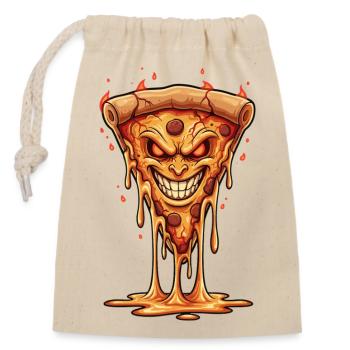 Dämonische Flammenpizza - Verschließbarer Geschenkbeutel aus Baumwolle (14x20cm) - Natur - Vorne