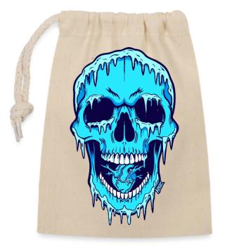Melting Blue Skull - Closable cotton gift bag (14x20cm) - nature - Front
