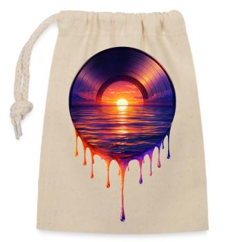 Vinyle qui goutte - Sac cadeau en coton avec cordon (14 x 20 cm) - nature - Devant