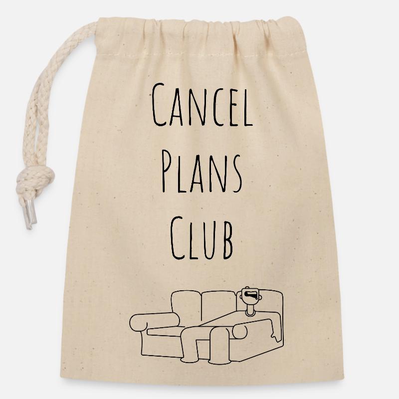 Cancel Plans Club - Closable cotton gift bag (14x20cm) - nature