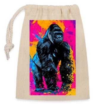 gorilla - Closable cotton gift bag (14x20cm) - nature - Front
