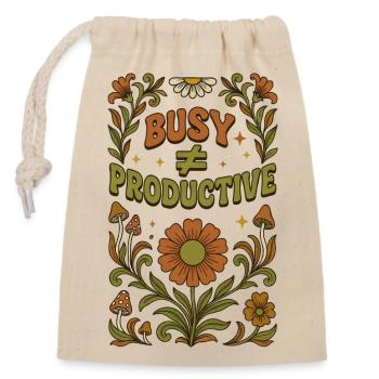 Achtsame Produktivität - Verschließbarer Geschenkbeutel aus Baumwolle (14x20cm) - Natur - Vorne