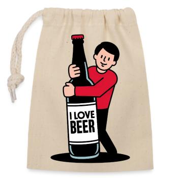 Bierliebe-Zeichentrickfilm - Verschließbarer Geschenkbeutel aus Baumwolle (14x20cm) - Natur - Vorne